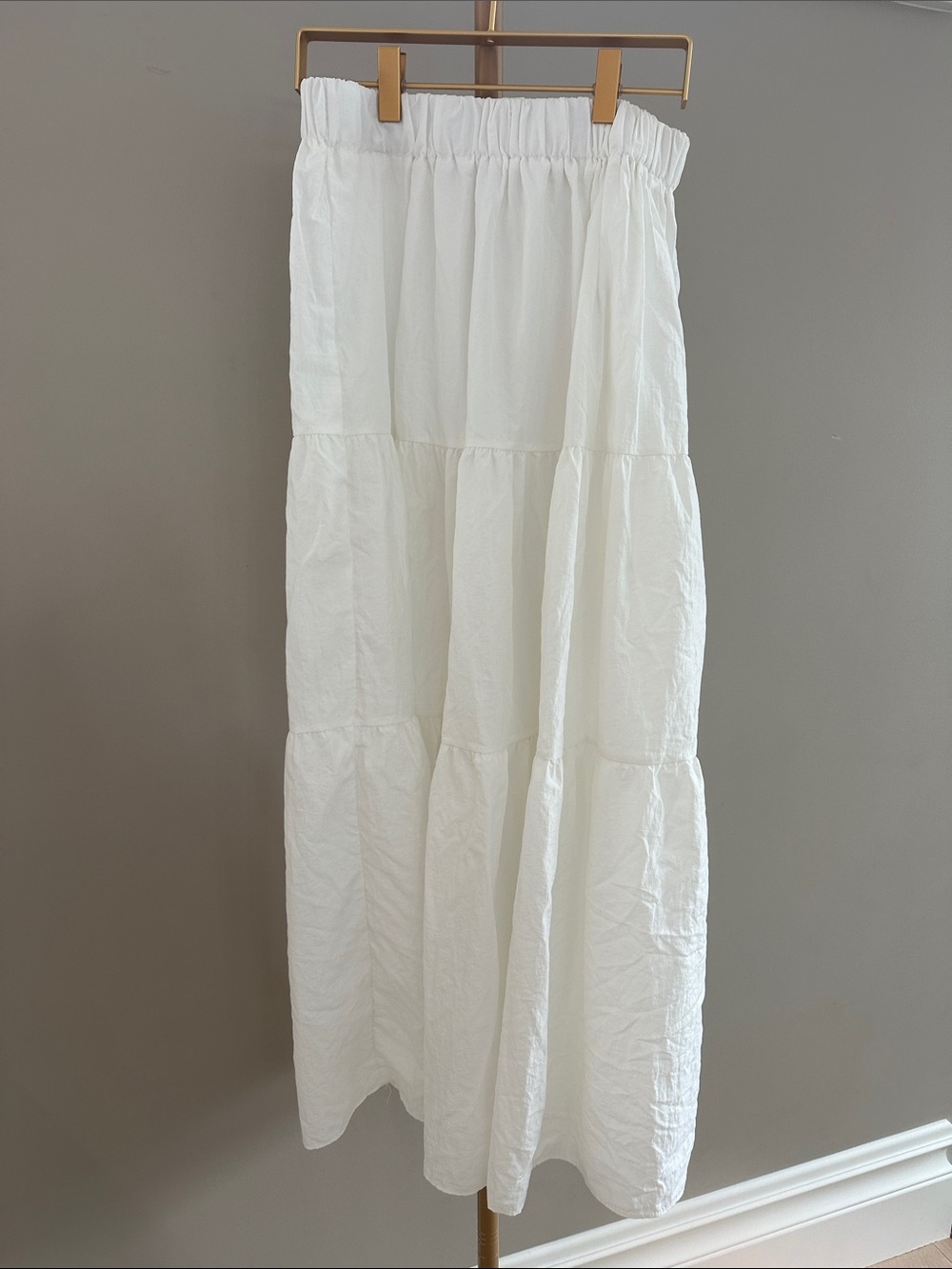 Oak + Fort Parachute Maxi Skirt Medium White Nylon